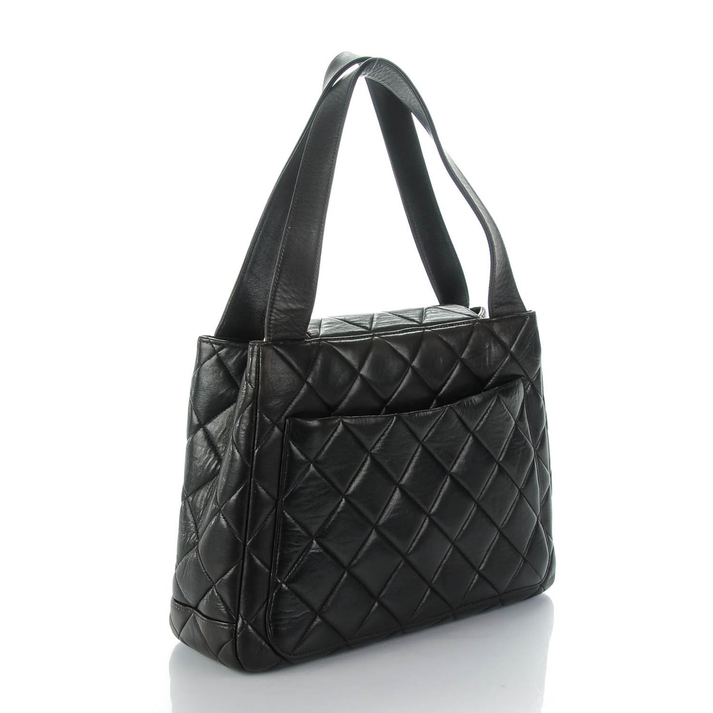 Lambskin Quilted Flap Shoulder Bag Black