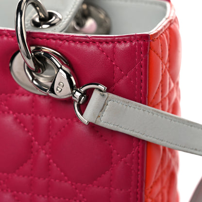 Christian Dior Lambskin Cannage Medium Tri-Color Lady Dior Fuchsia Orange 36 of 37