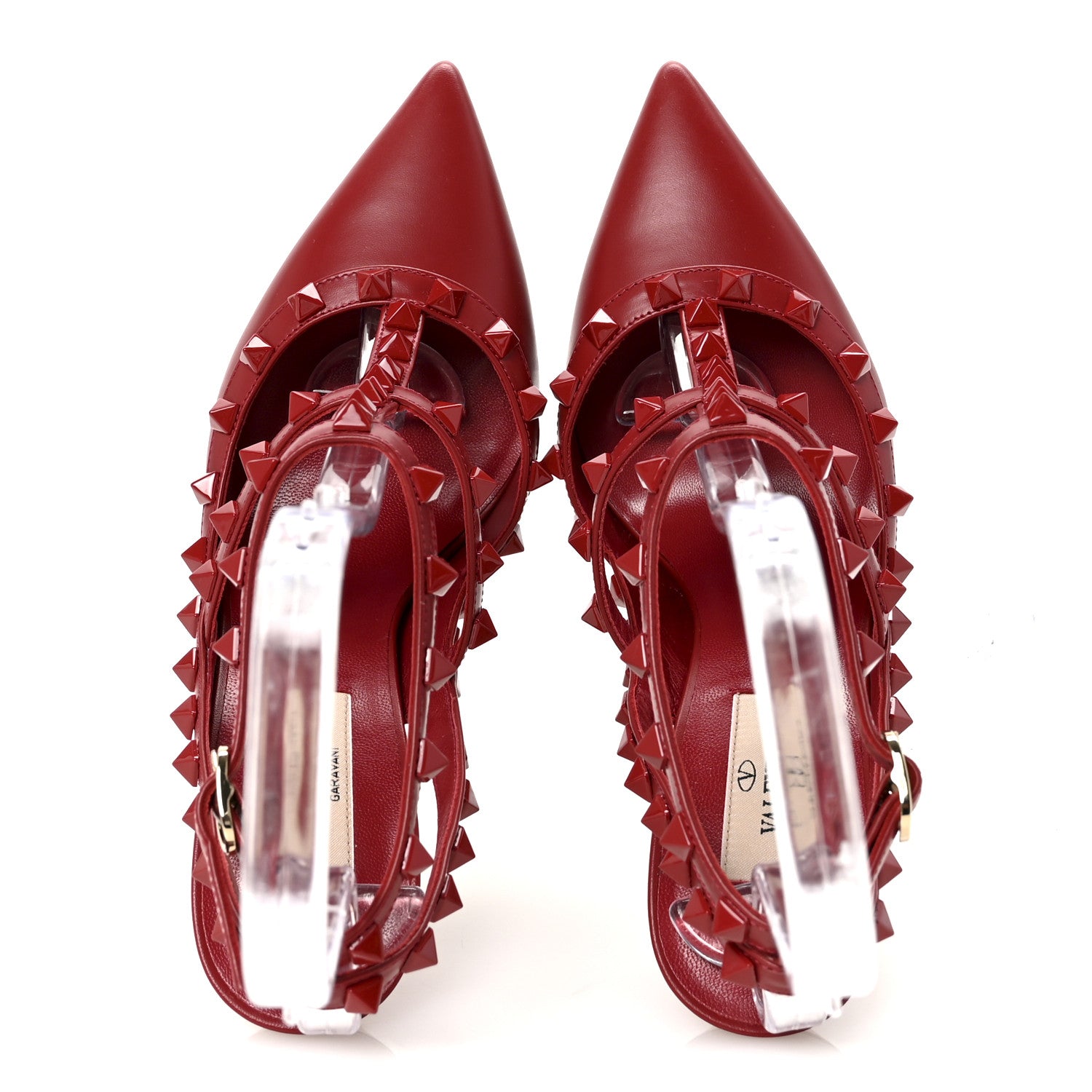 Valentino Garavani Calfskin Lacquered Monochrome Rockstud Ankle Strap 100mm Pumps 37 Rosso Valentino 2 of 8