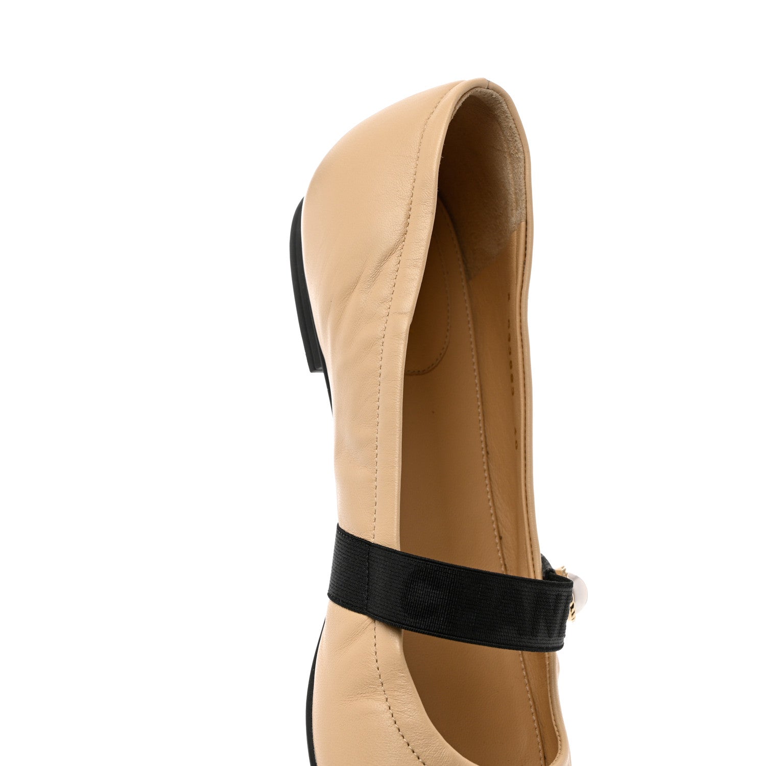 Chanel Lambskin Grosgrain Pearl Cap Toe Ballerina Flats 40 Beige Black 10 of 11