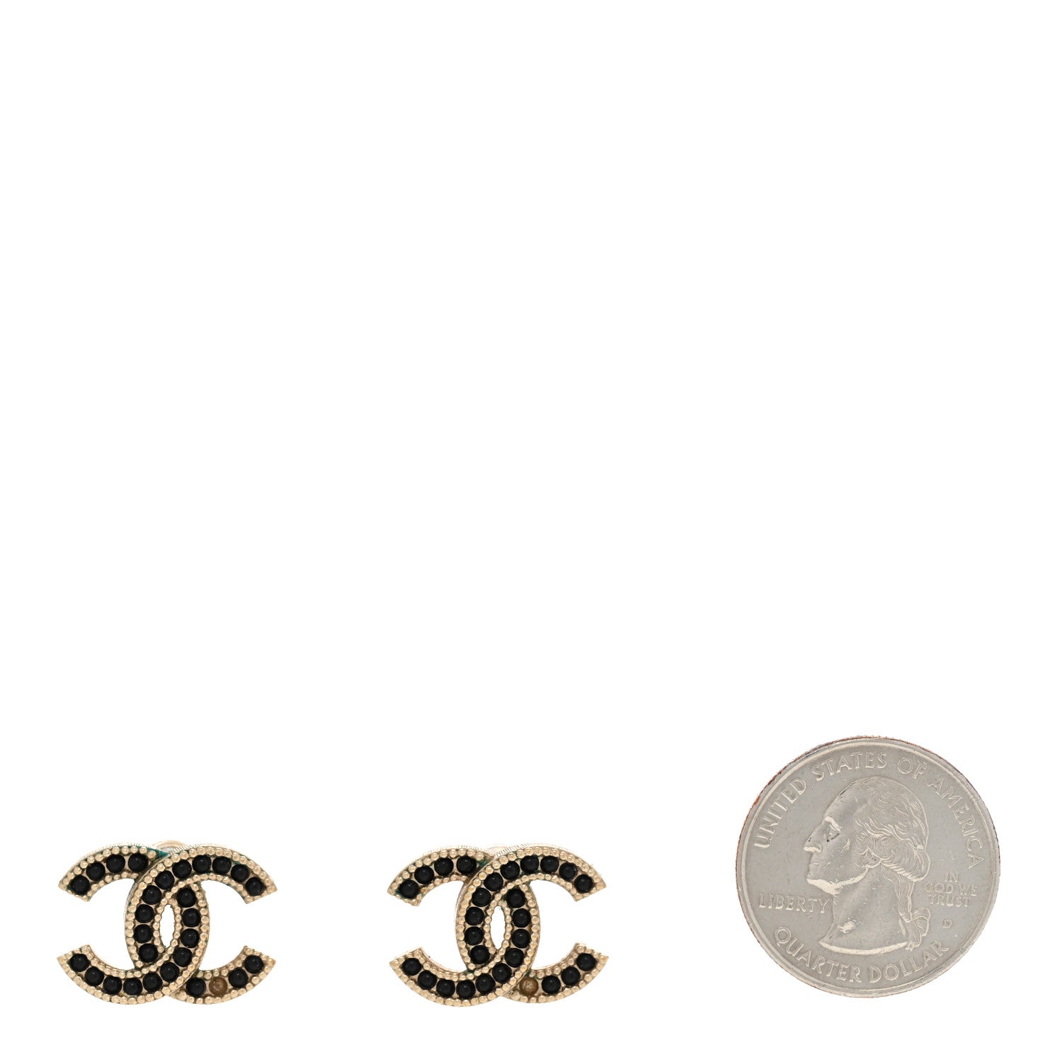 Chanel Bead CC Earrings Light Gold Black 2 of 11