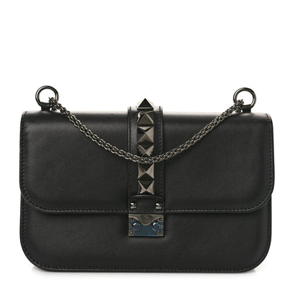 Valentino Garavani Vitello Medium Glam Lock Rockstud Flap Black 1 of 8