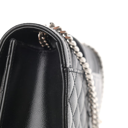 Saint Laurent Grain De Poudre Textured Mixed Matelasse Triquilt Small Monogram Satchel Black 12 of 12