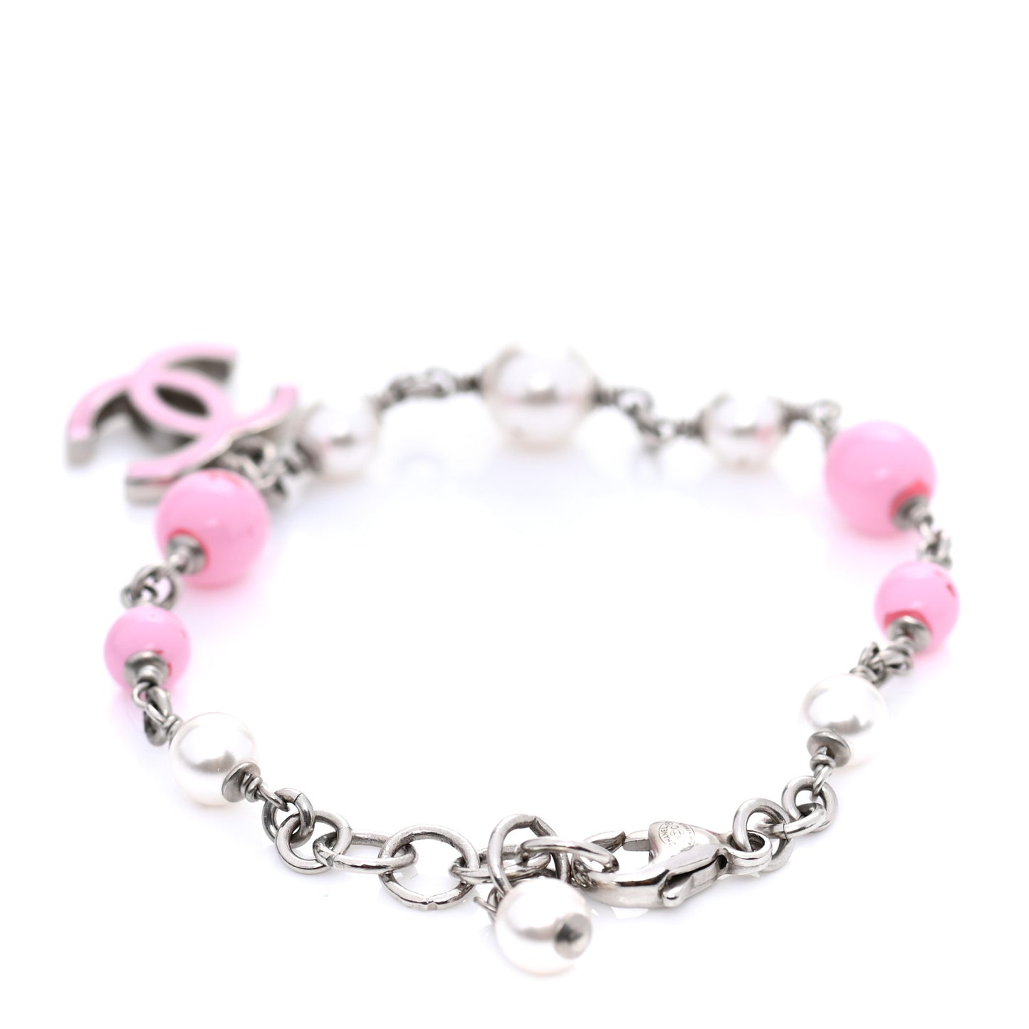 Pearl Enamel CC Bracelet Pink