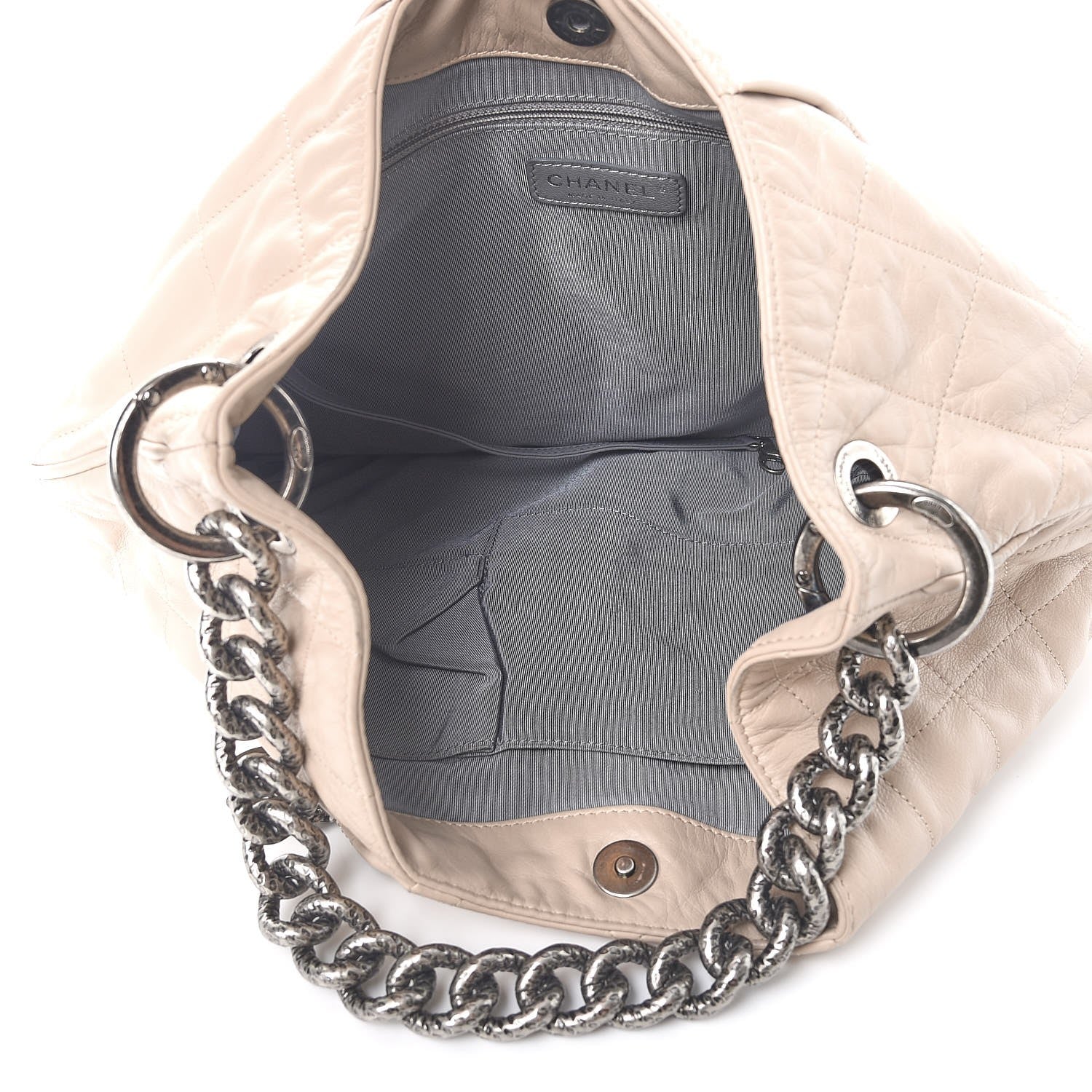Chanel Calfskin Coco Pleats Hobo Beige 5 of 12