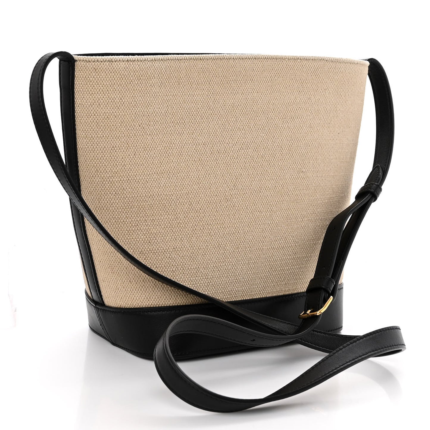 Canvas Calfskin Triomphe Small Bucket Bag Vanilla Black
