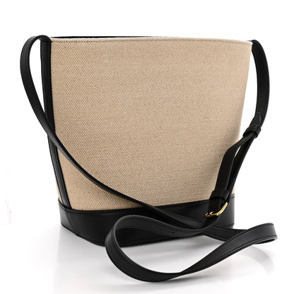 Celine Canvas Calfskin Triomphe Small Bucket Bag Vanilla Black 3 of 9
