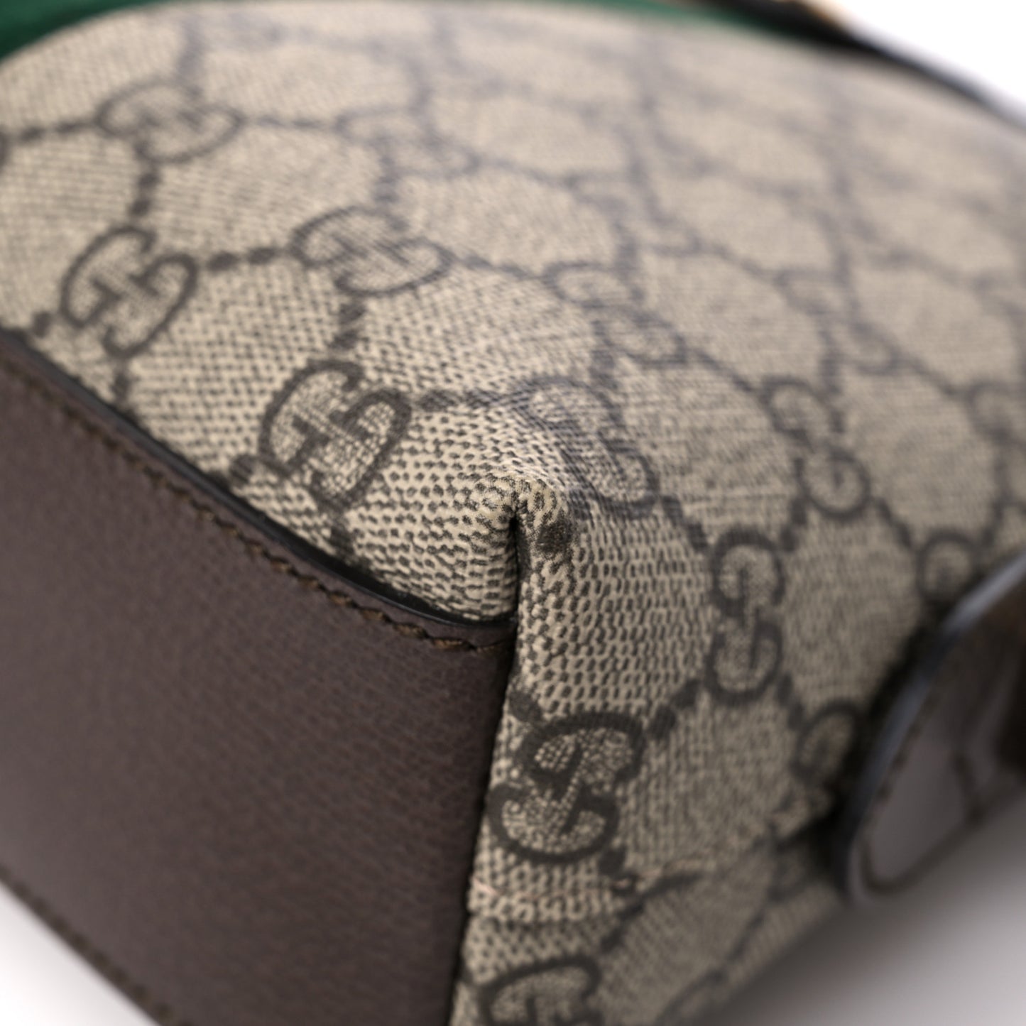 GG Supreme Monogram Textured Dollar Calfskin Web Small Ophidia Dome Shoulder Bag Beige Ebony New Acero