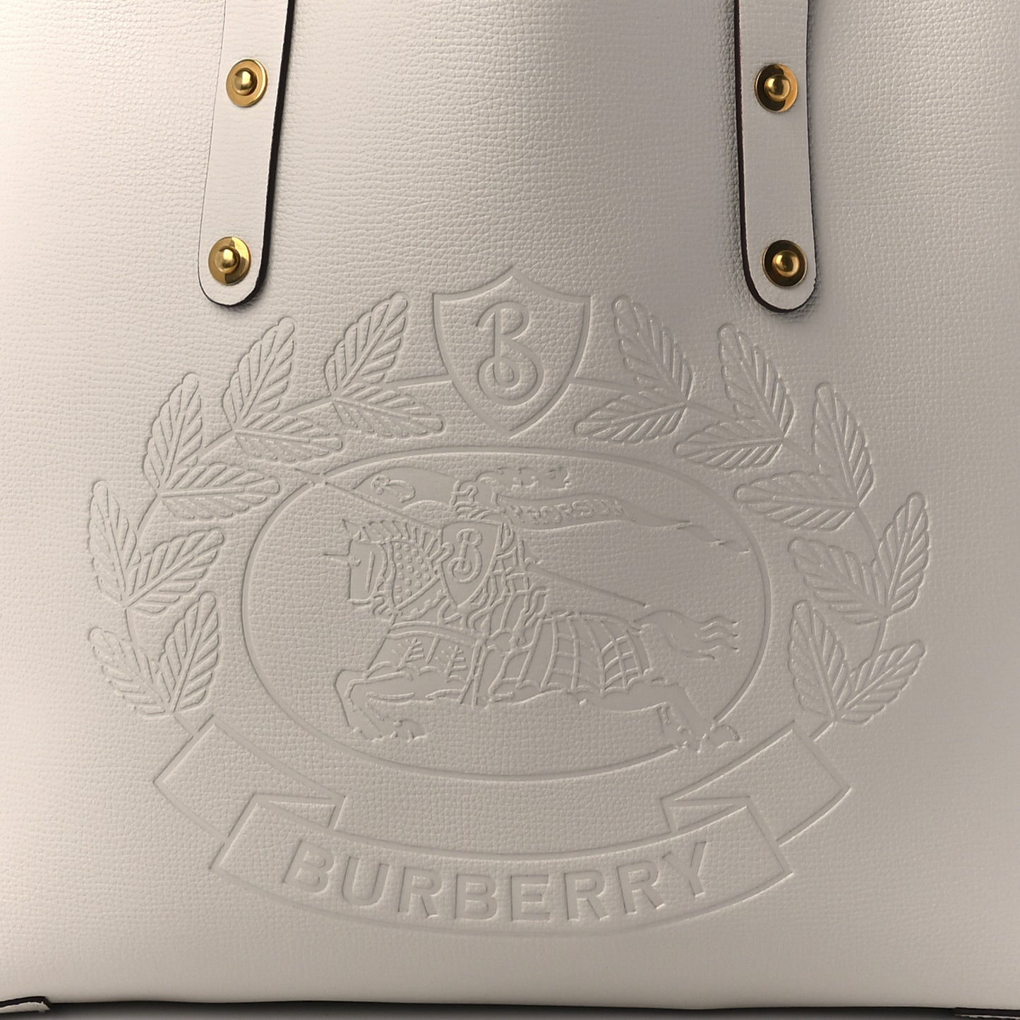 Calfskin Crest Embossed Small Tote Limestone