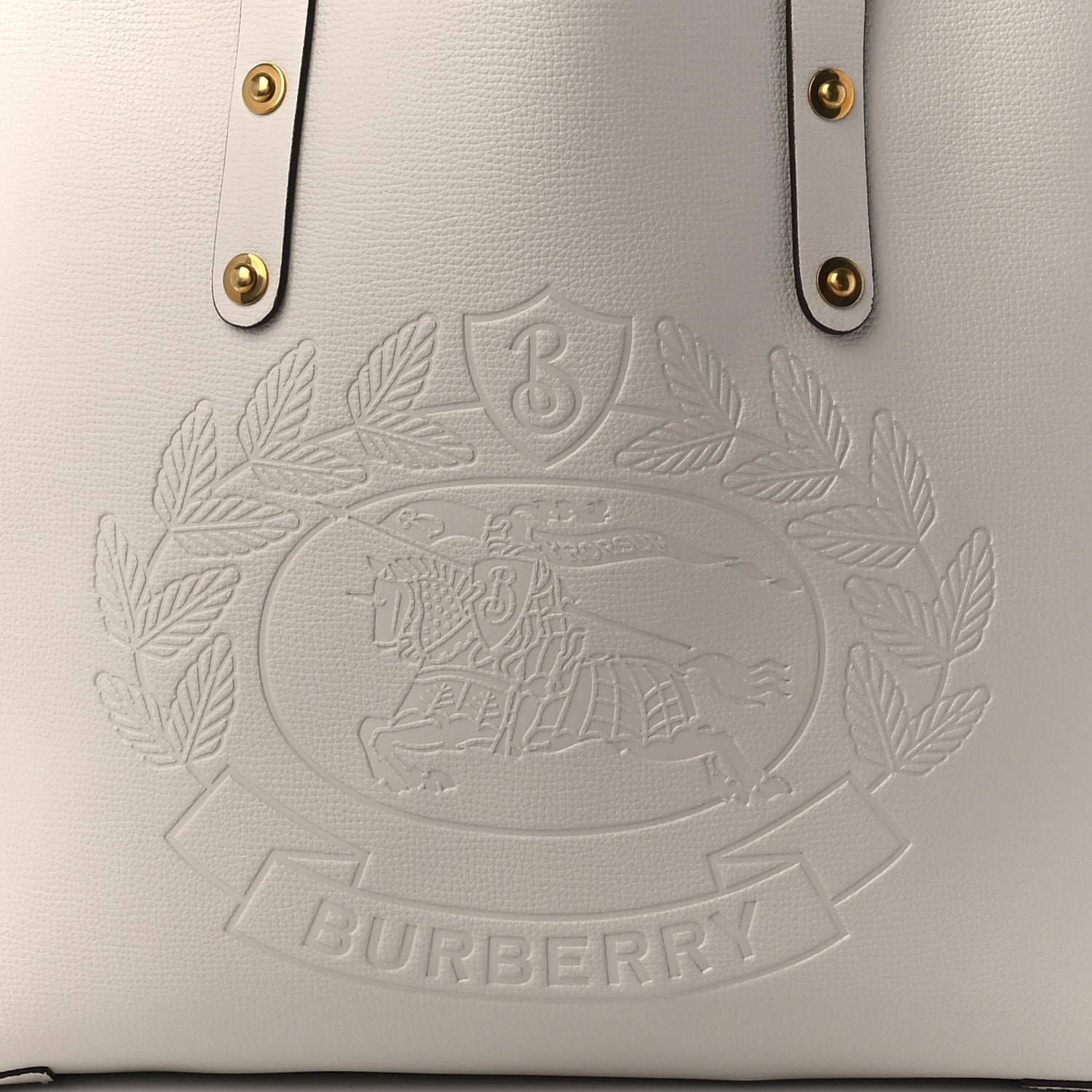 Burberry Calfskin Crest Embossed Small Tote Limestone 8 of 11