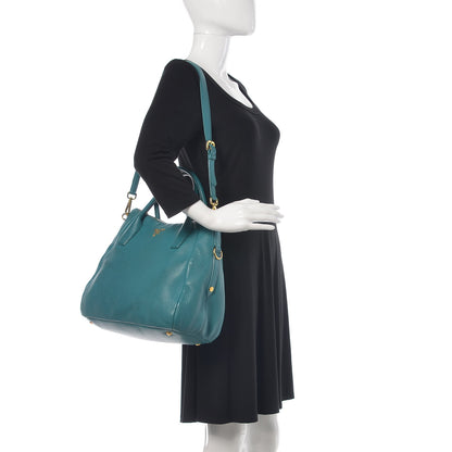 Prada Vitello Daino Shopping Tote Turchese 2 of 15