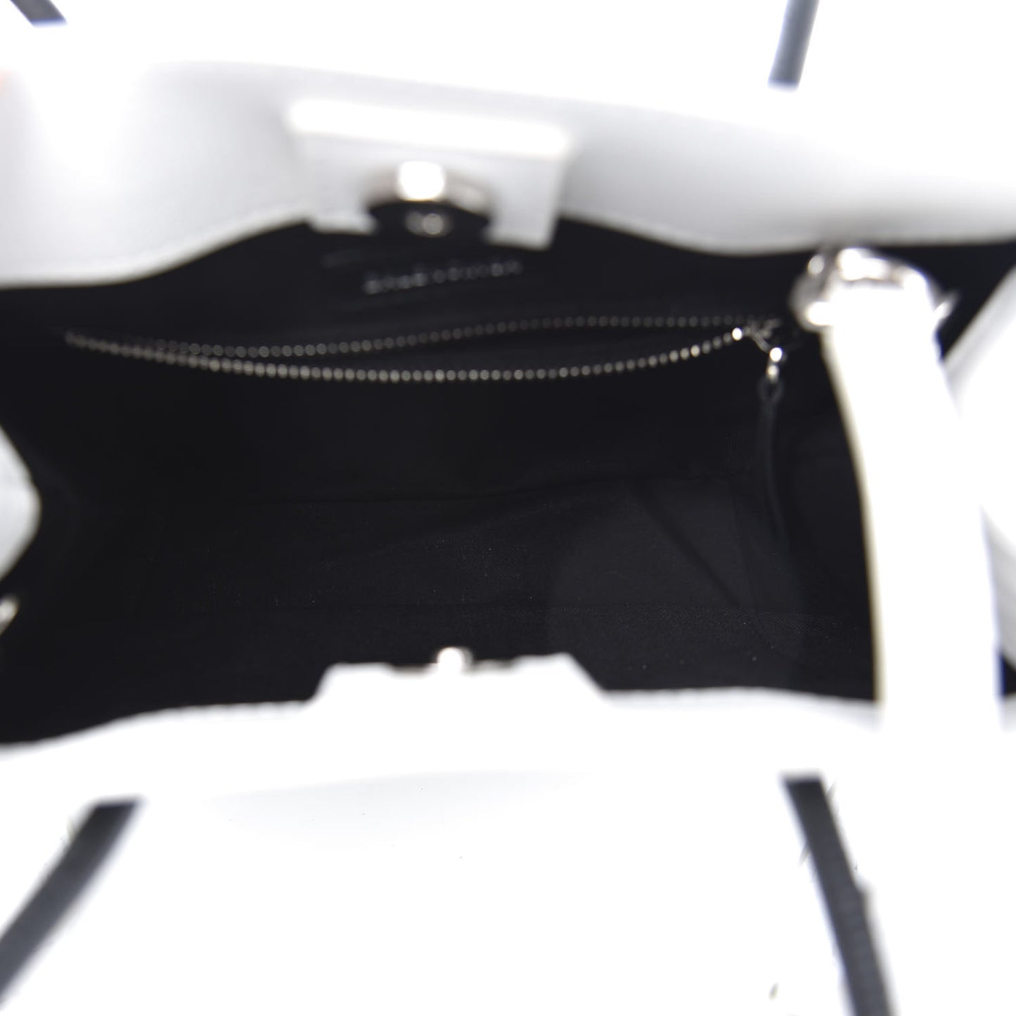 Squared Calfskin Logo North South Shopper Tote XXS White