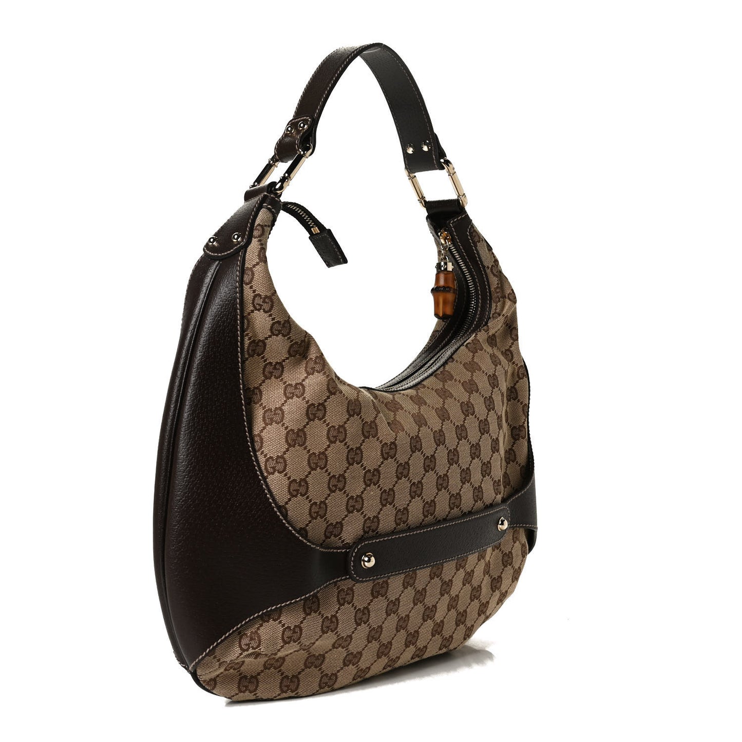 Monogram Bamboo Horsebit Hobo Dark Brown