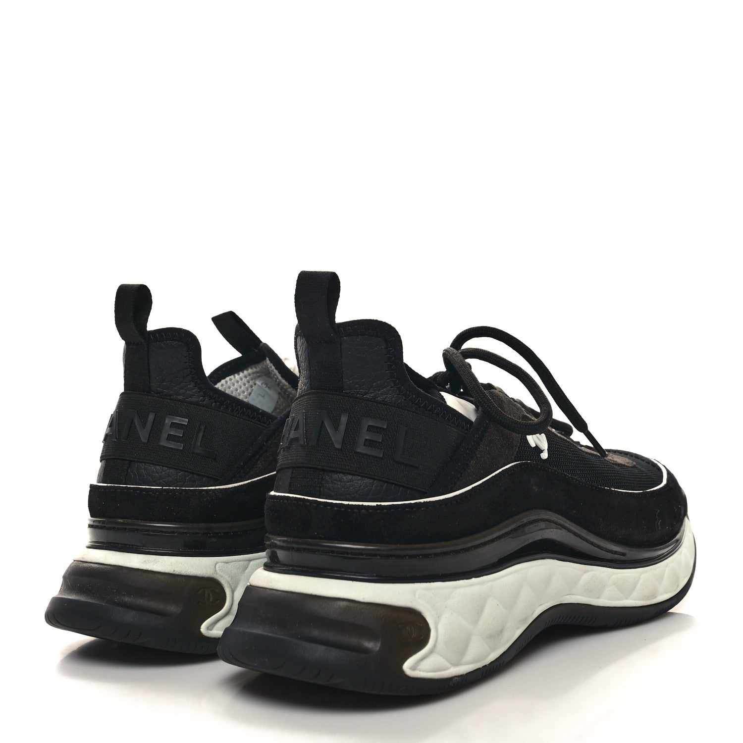 Chanel Velvet Calfskin Mixed Fibers Mens CC Sneakers 45 Black 4 of 11