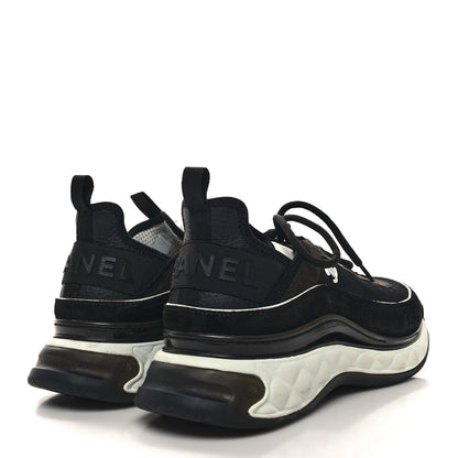 Chanel Velvet Calfskin Mixed Fibers Mens CC Sneakers 45 Black 4 of 11