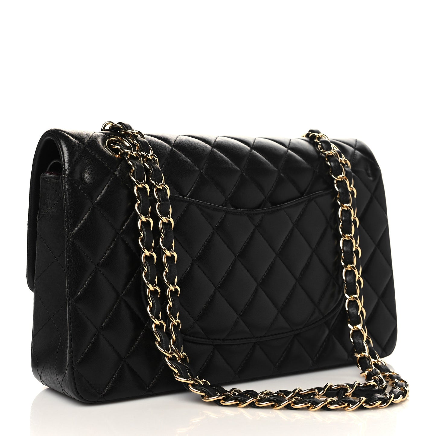 Lambskin Quilted Medium Double Flap Black