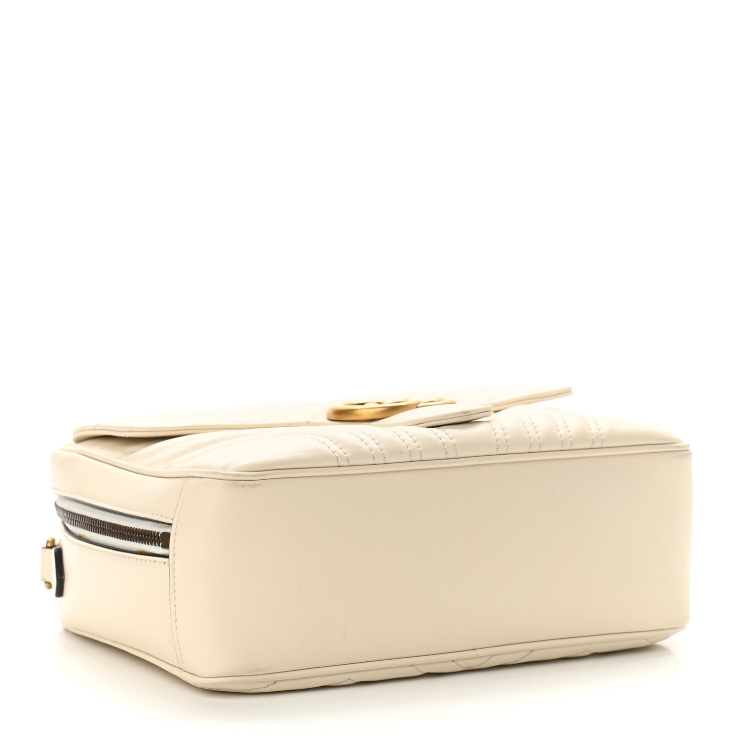 Calfskin Matelasse Sylvie Web Small GG Marmont Top Handle Shoulder Bag White
