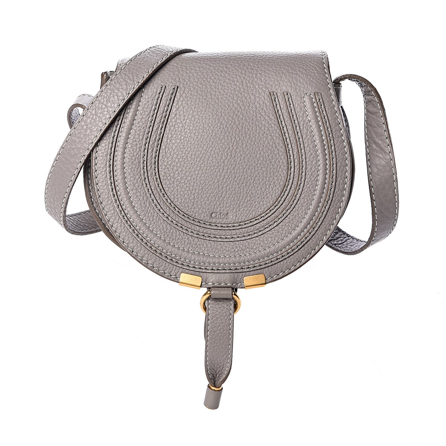 Calfskin Mini Marcie Round Crossbody Bag Cashmere Grey