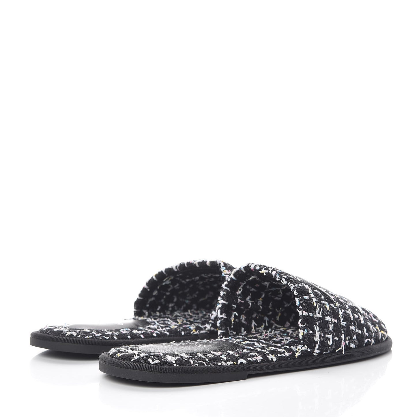 Tweed CC Flat Mules M Black