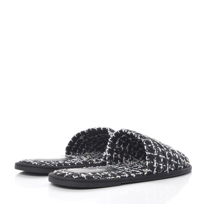 Chanel Tweed CC Flat Mules M Black 4 of 7