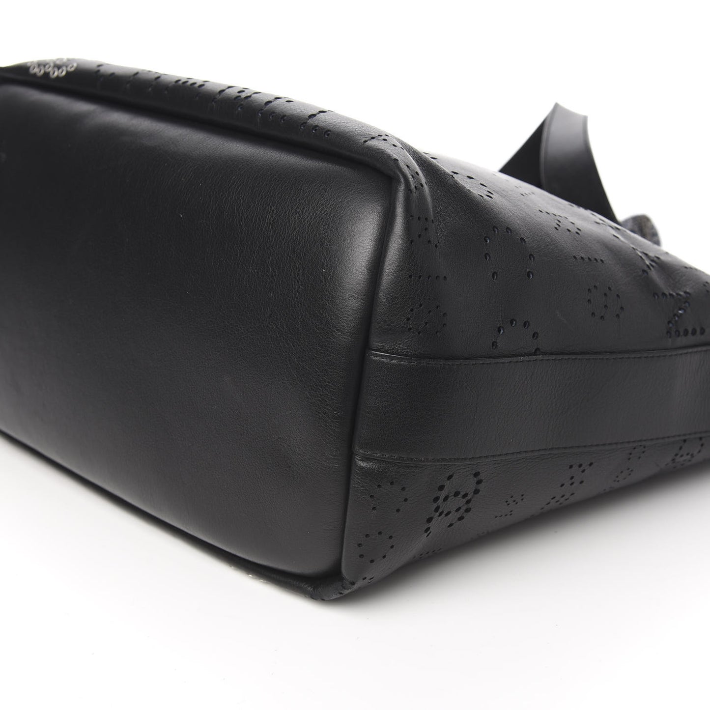 Calfskin Tweed Small Logo Eyelets Shopping Tote Black