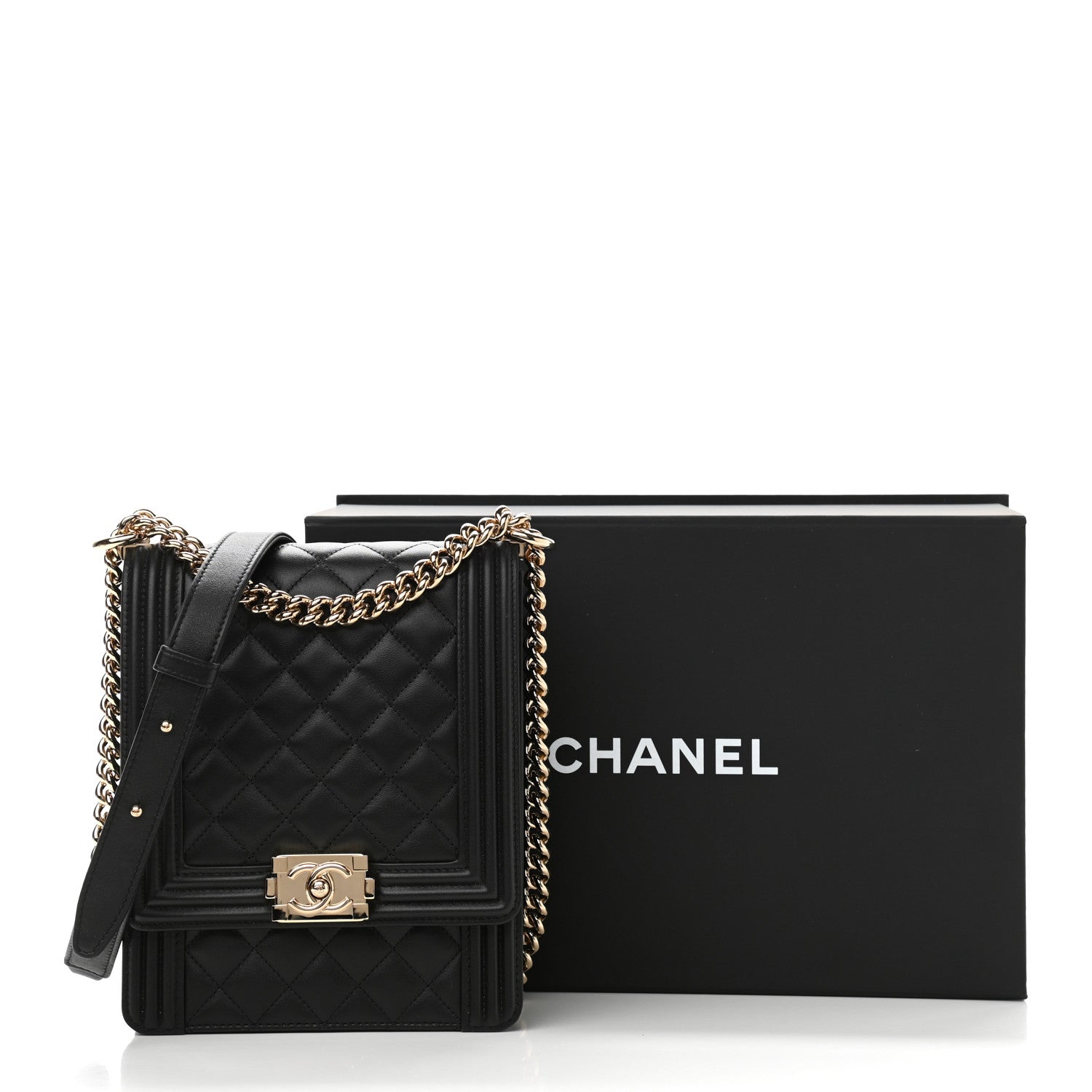 Chanel Calfskin Quilted North South Boy Flap Black 12 of 12