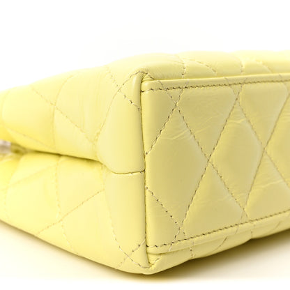 Chanel Shiny Aged Calfskin Quilted Nano Kelly Shopper Light Yellow 9 of 10