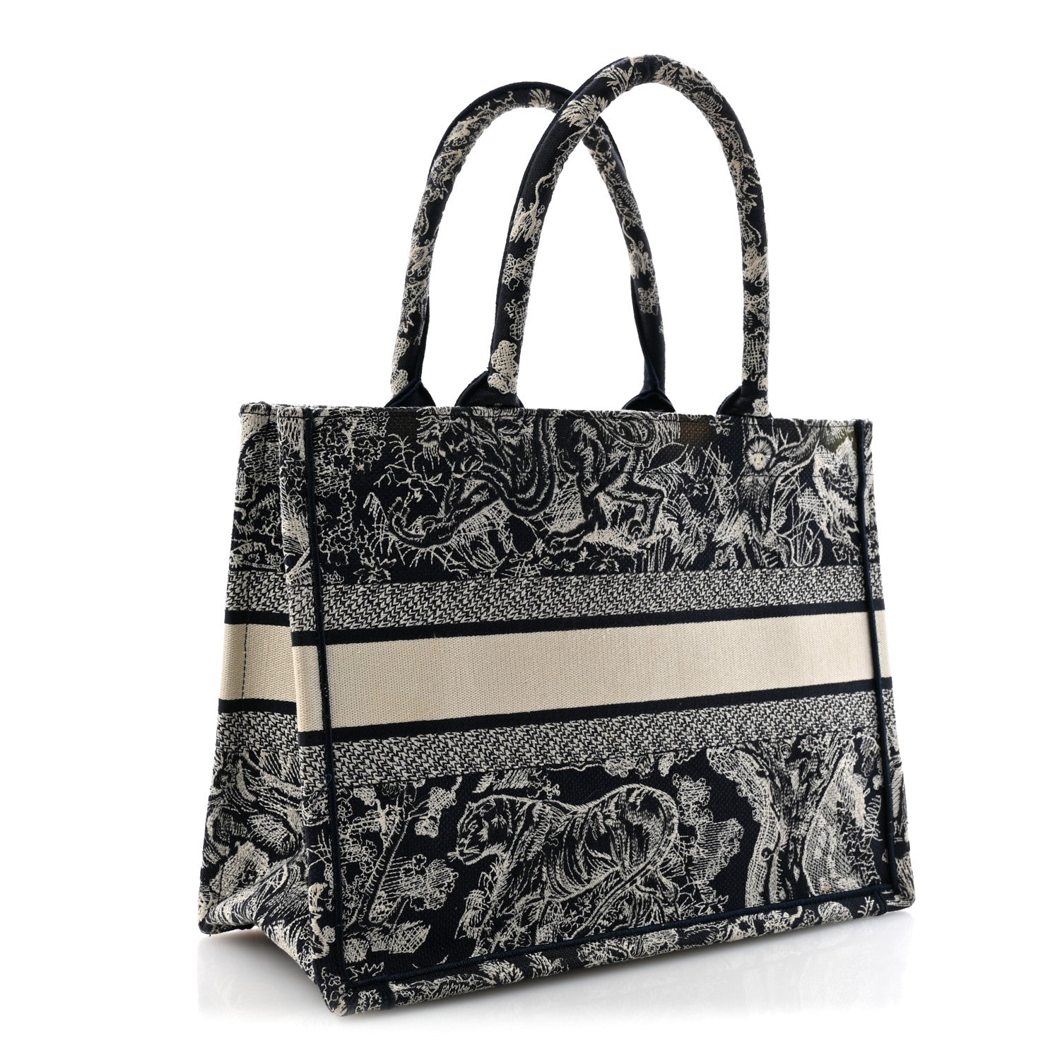 Christian Dior Canvas Embroidered Medium Toile De Jouy Reverse Book Tote Blue 3 of 14
