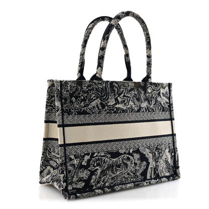 Christian Dior Canvas Embroidered Medium Toile De Jouy Reverse Book Tote Blue 3 of 14
