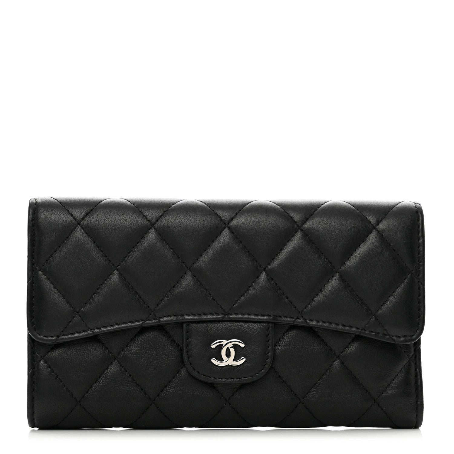 Chanel Lambskin Quilted Large Flap Wallet Black 1 of 8