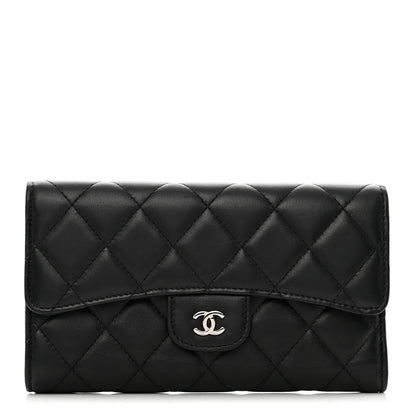 Chanel Lambskin Quilted Large Flap Wallet Black 1 of 8