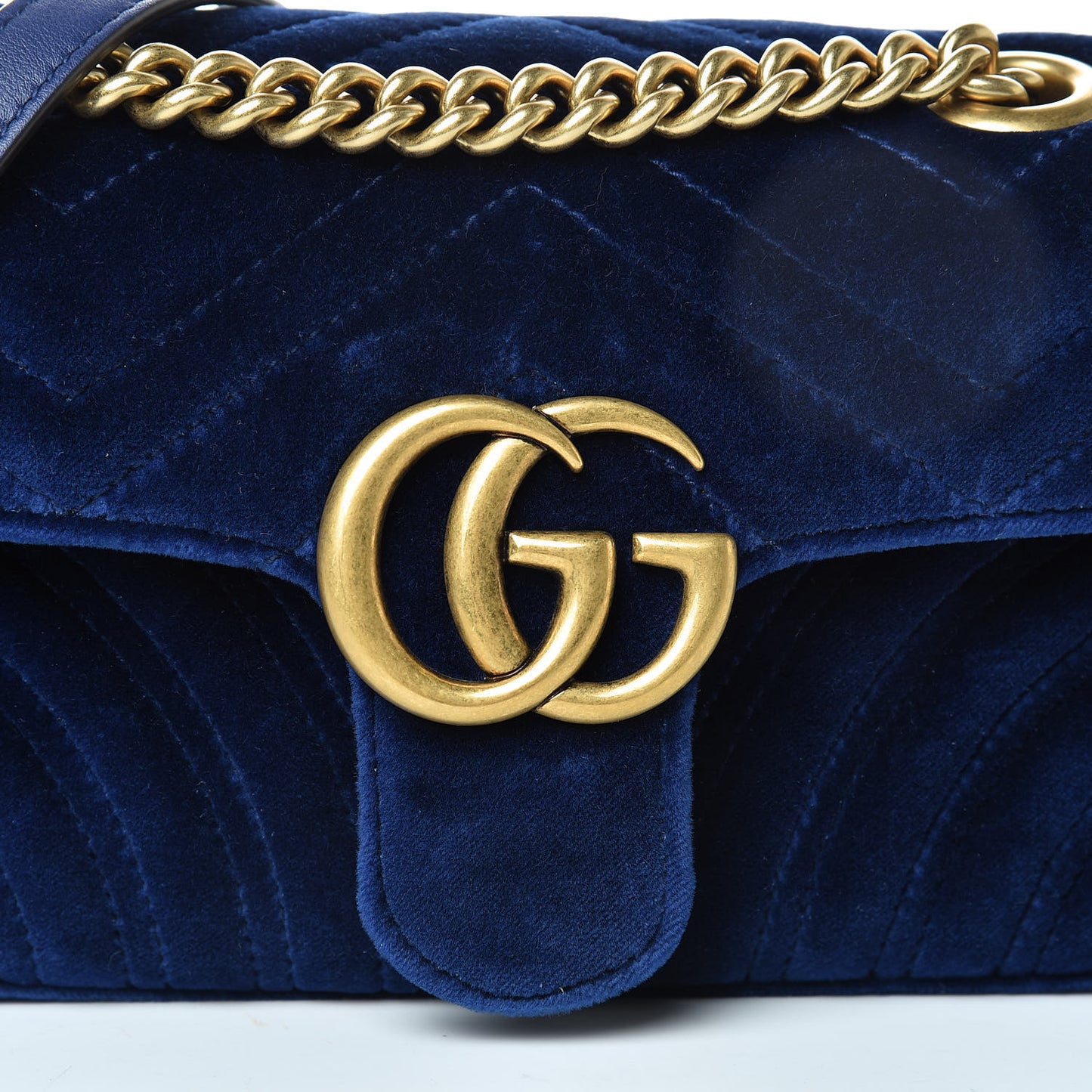 Velvet Matelasse Mini GG Marmont Shoulder Bag Cobalt Blue