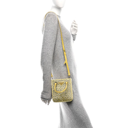Prada Satin Crystal Metal Triangle Logo Small Double Handle Crossbody Tote Ananas 2 of 10