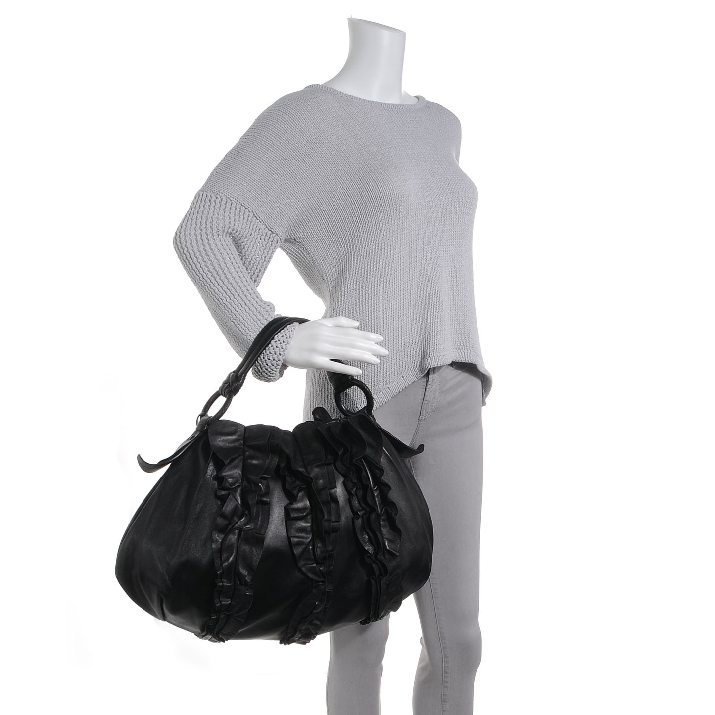 Nappa Ruffle Bag Black