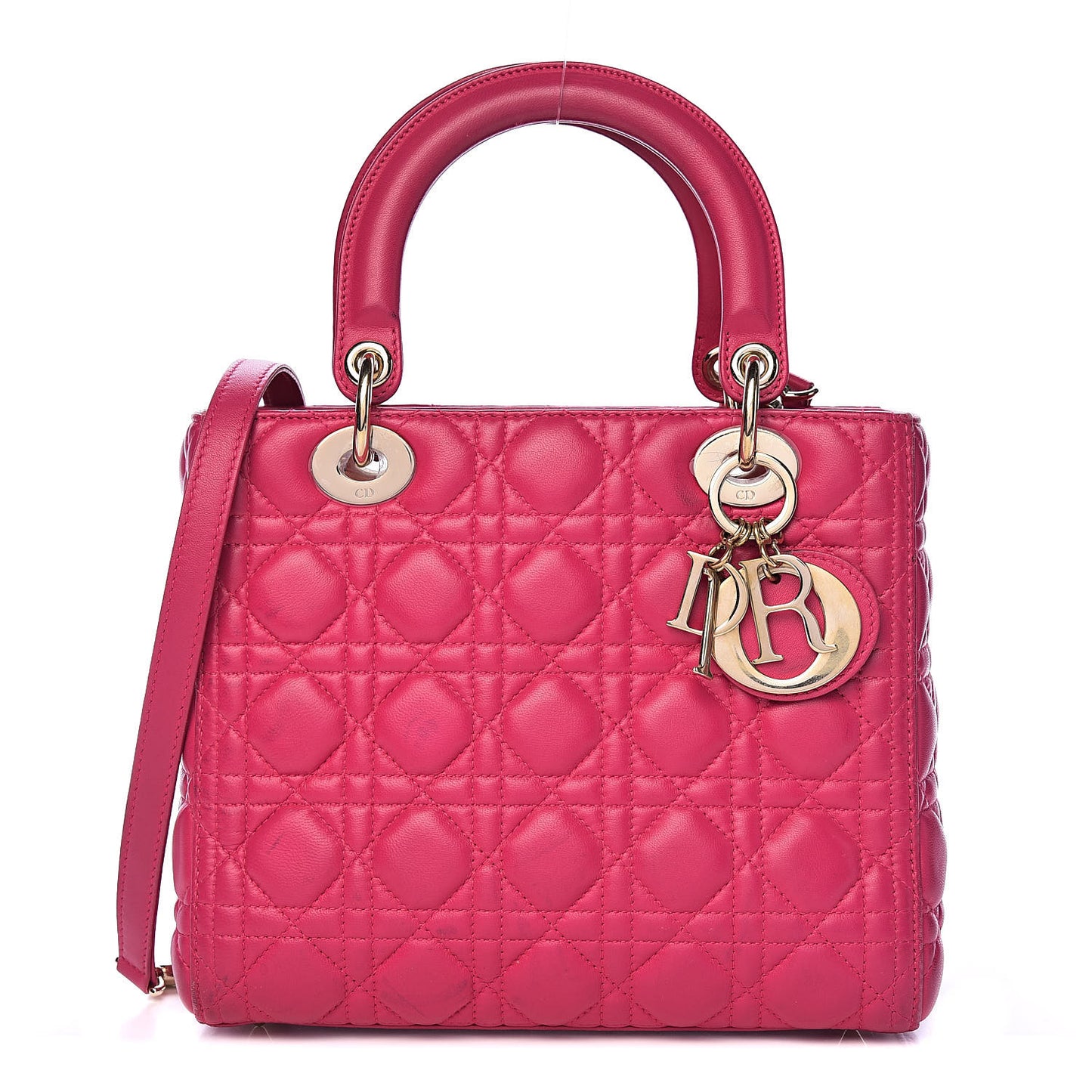 Lambskin Cannage Medium Lady Dior Fuchsia