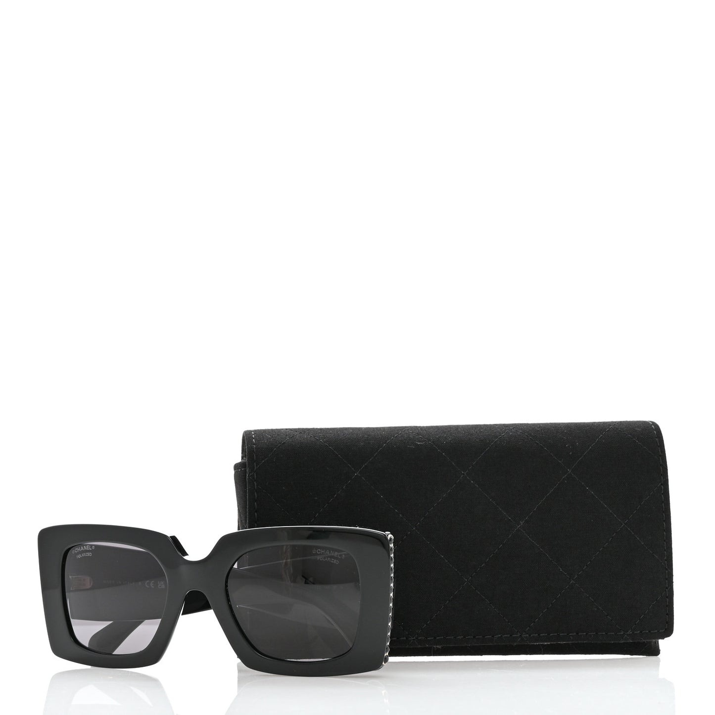 Acetate Pearl Rectangle Sunglasses 5480-H Black