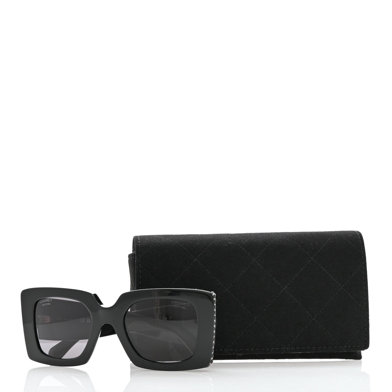 Chanel Acetate Pearl Rectangle Sunglasses 5480-H Black 11 of 11