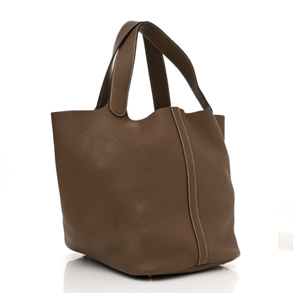 Hermes Taurillon Clemence Picotin Lock 26 GM Etoupe 2 of 10