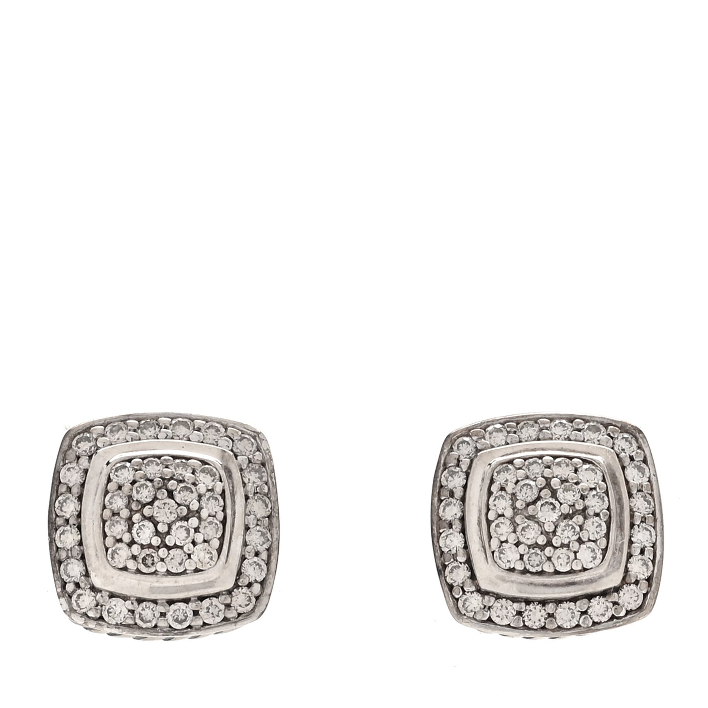 Sterling Silver Diamond 7mm Pave Albion Earrings