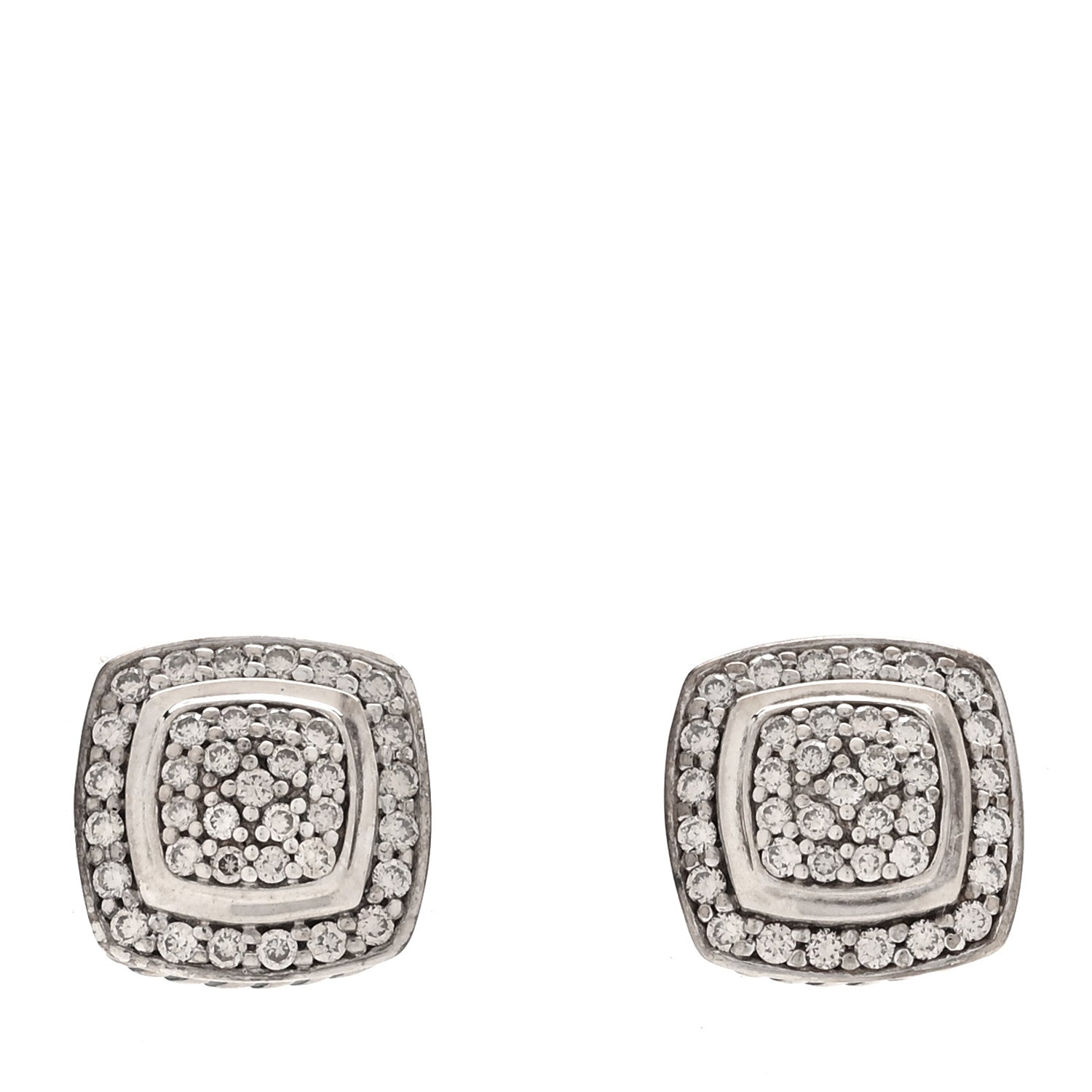 David Yurman Sterling Silver Diamond 7mm Pave Albion Earrings 1 of 4