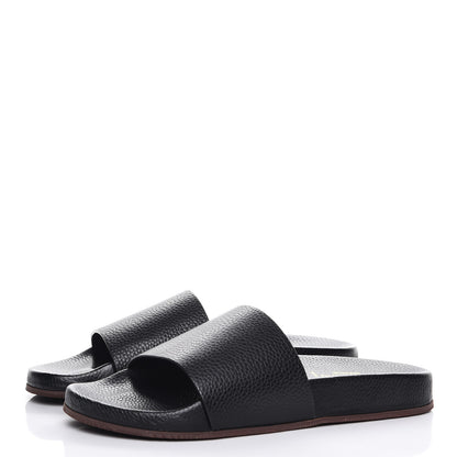 Valentino Garavani Mens Grained Calfskin Wide Strap Pool Slide Sandals 43 Black 3 of 8