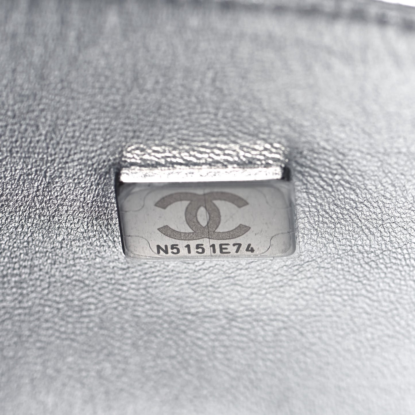 Hammered Metallic Calfskin Quilted Flap Silver