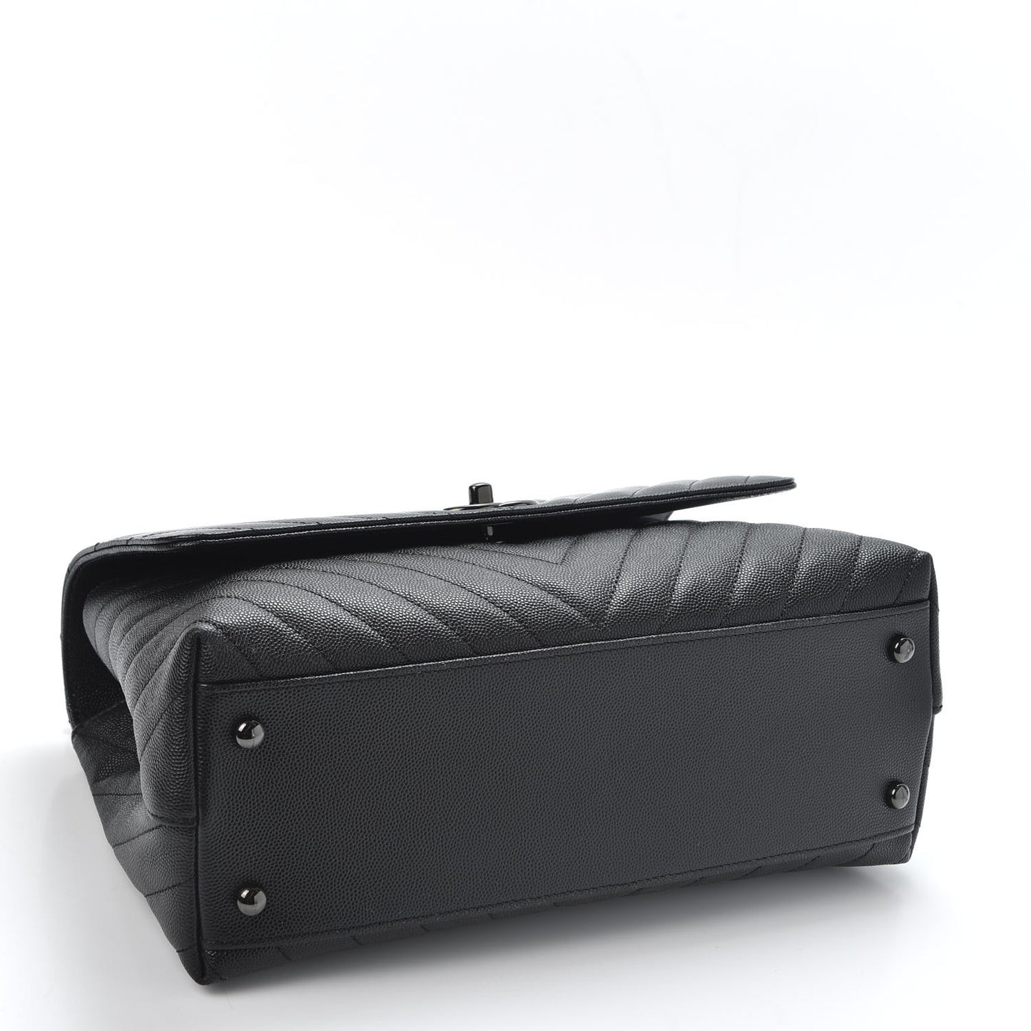 Caviar Chevron Quilted Small Coco Handle Flap So Black