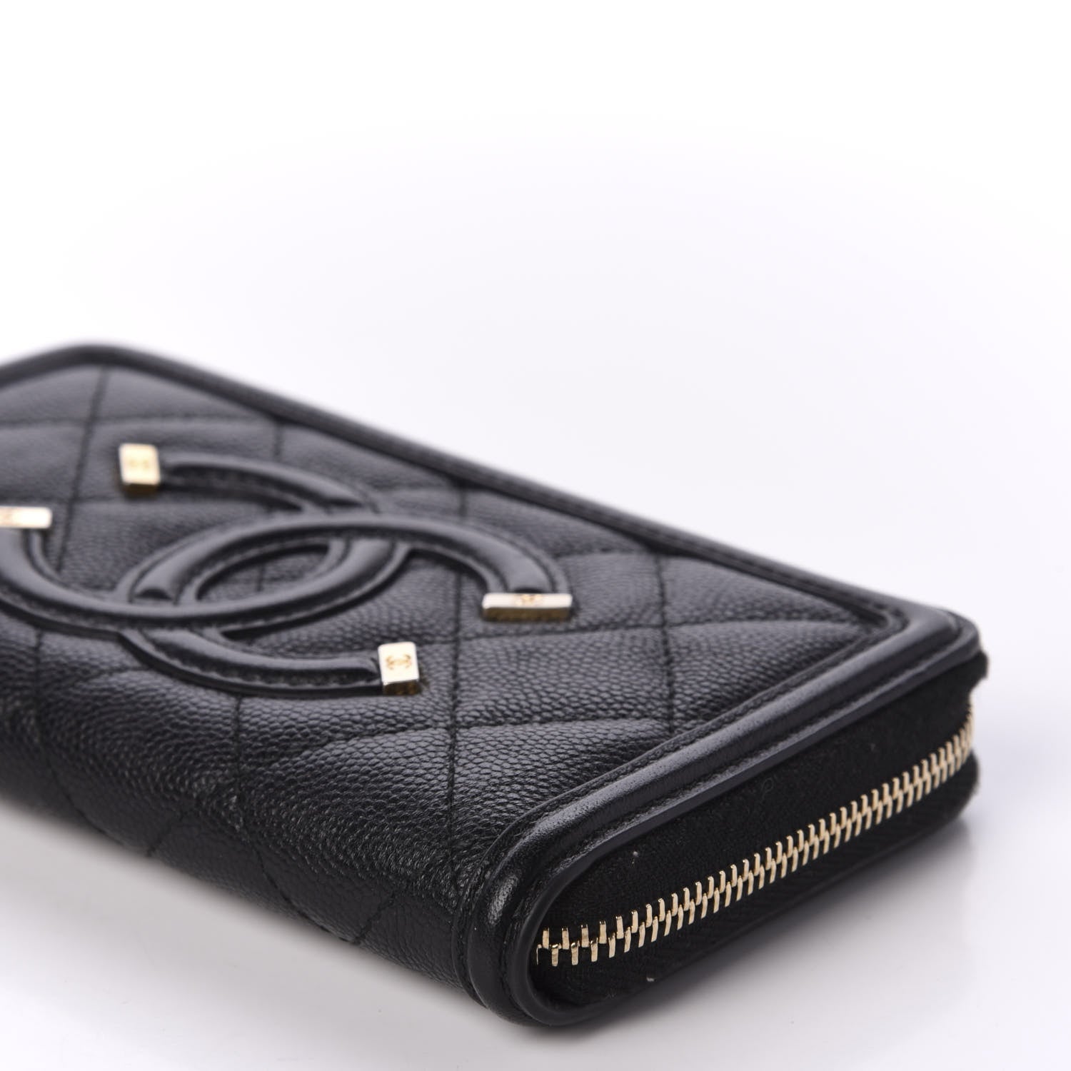 Chanel Caviar Quilted Medium Filigree Zip Around Wallet Black 7 of 11