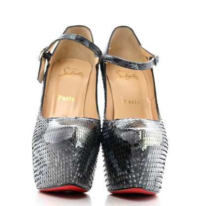 Christian Louboutin Snakeskin Lady Daf 160 Pumps 38 Navy Multicolor 3 of 11