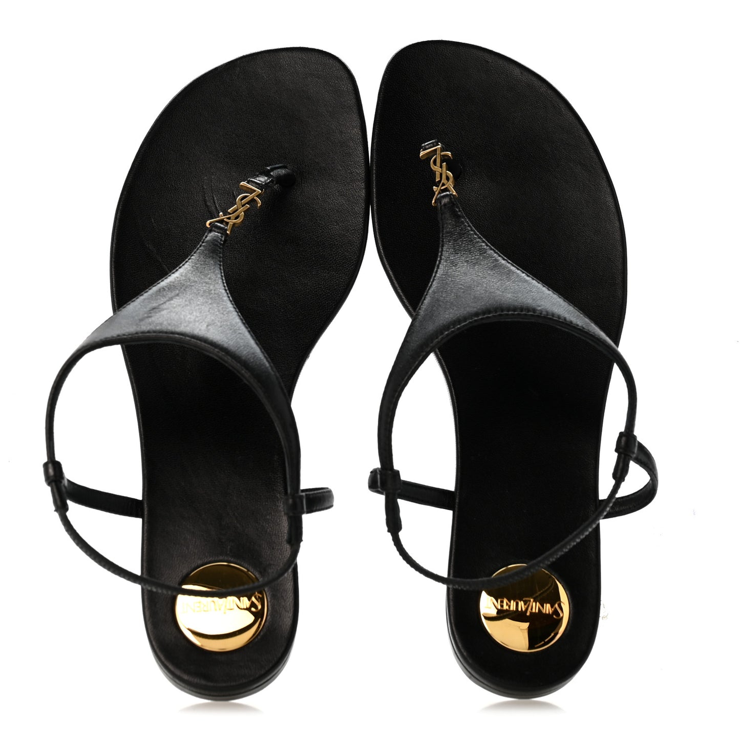 Lambskin Monogram Cassandra Slingback Flat Sandals 36.5 Black