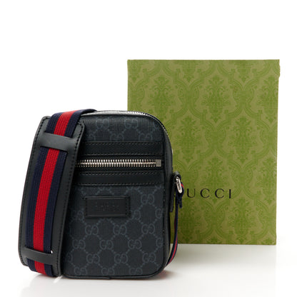 Gucci GG Supreme Monogram Appia Calfskin Web Small Camera Messenger Bag Black Grey 12 of 12