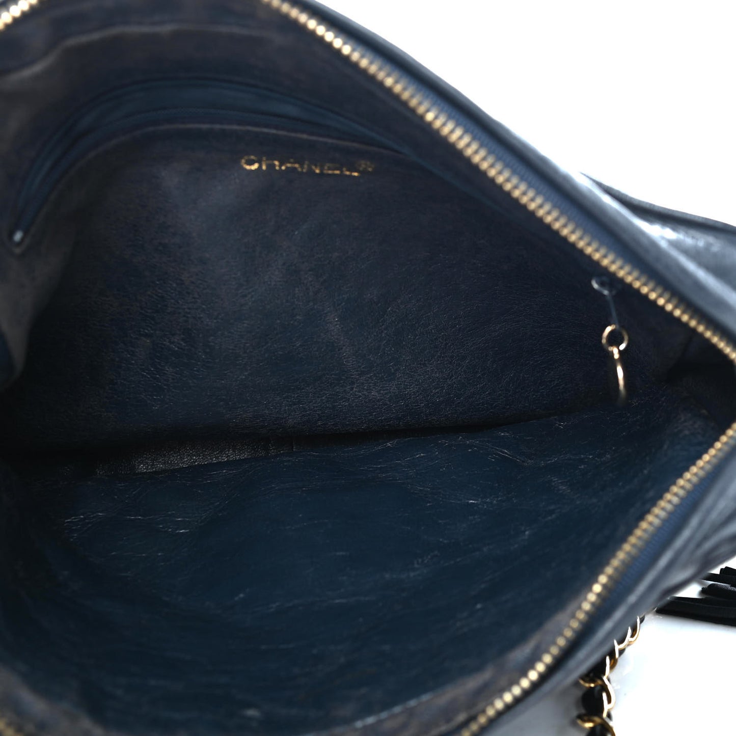 Lambskin Quilted CC Tassel Camera Case Navy