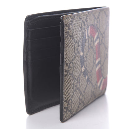 Gucci GG Supreme Monogram Selleria Calfskin Kingsnake Nice Bi-Fold Wallet Beige Ebony Multicolor Black 3 of 7