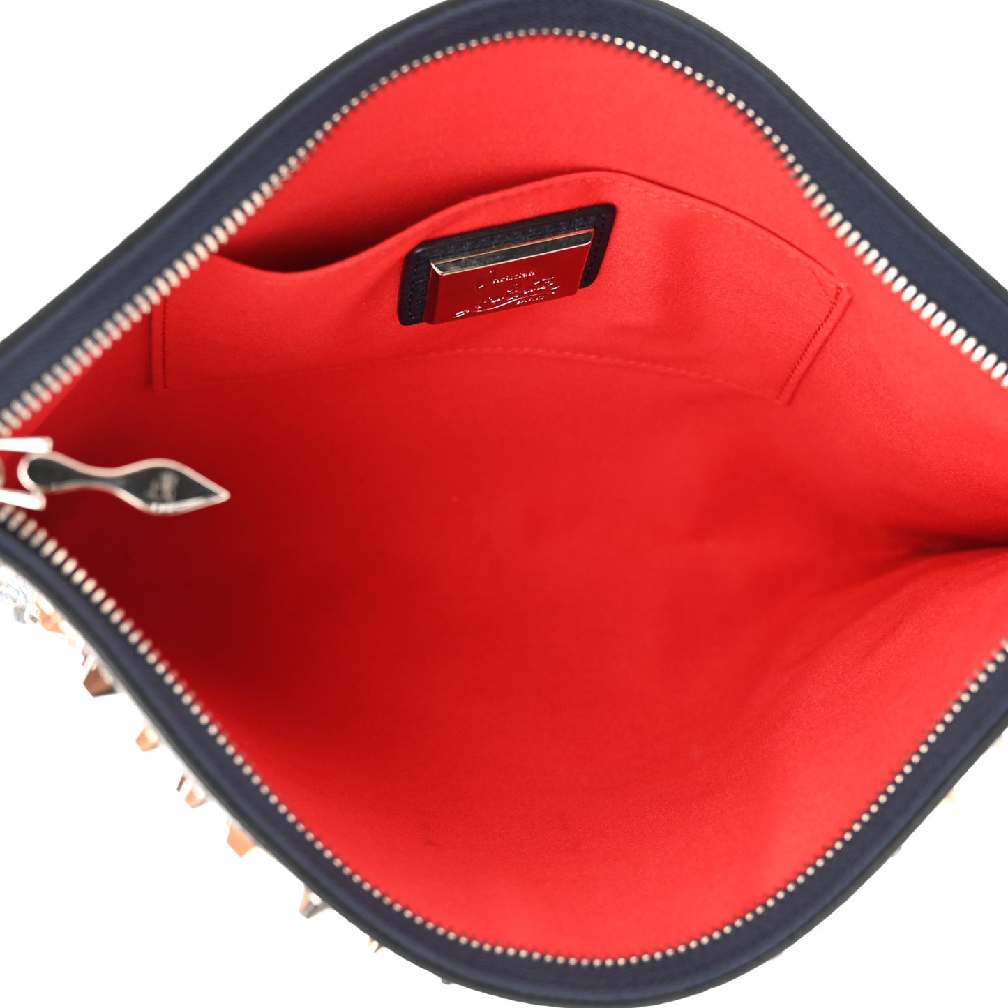 Calfskin Star Studded Loubiclutch Crossbody Clutch Navy